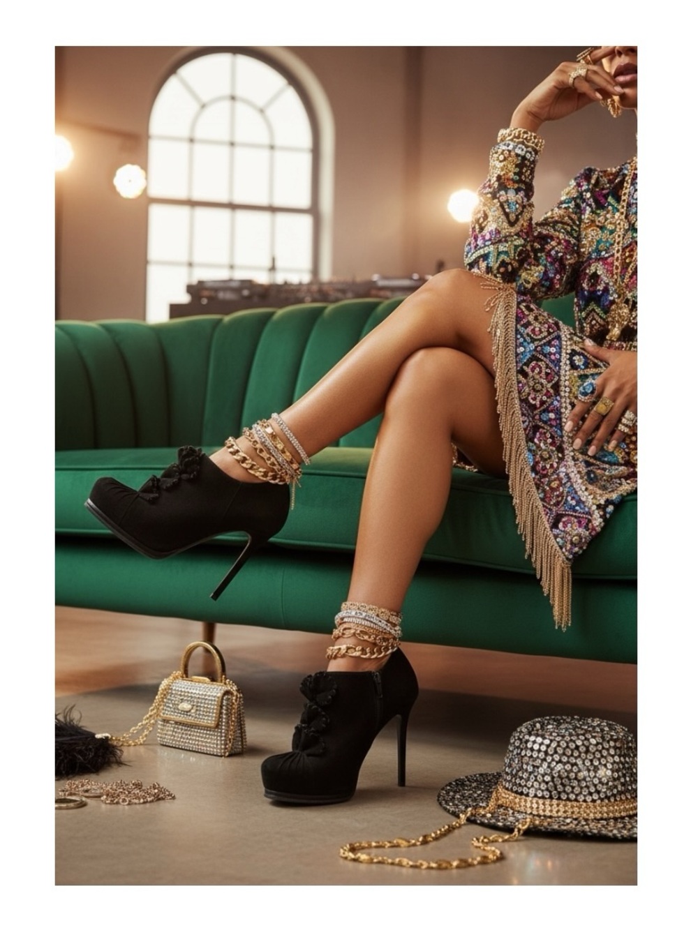 Tabitha Simmons 𒀭 Ruffled Platform Stiletto Heeled Ankle Booties 𒀭Black Suede